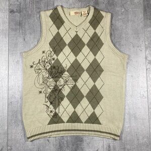 00s Y2k/Grunge Preppy Graphic Knit Vest